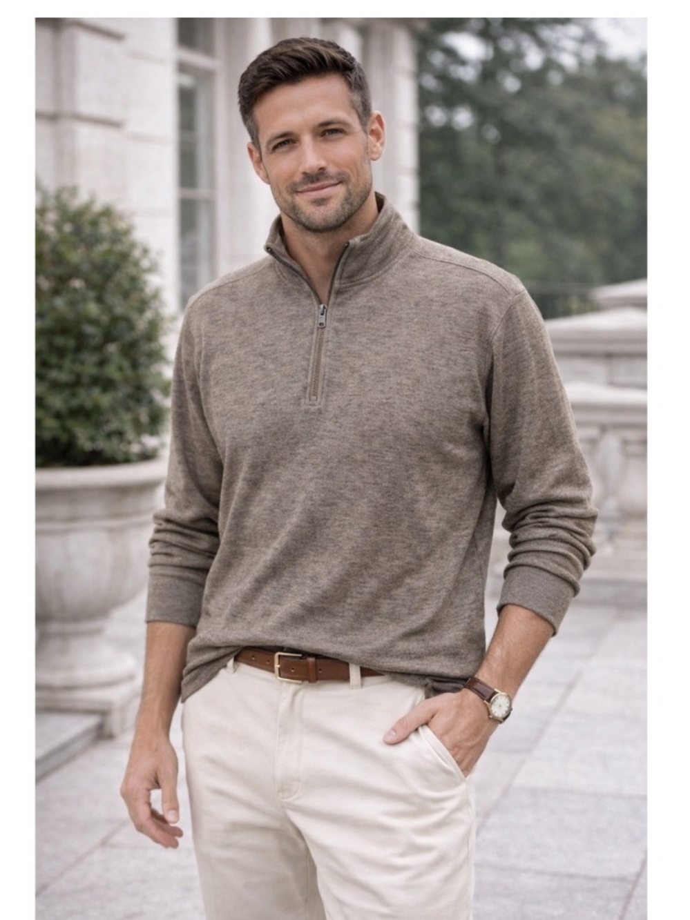 Men’s Gap Brown Quarter-Zip Pullover Sweater